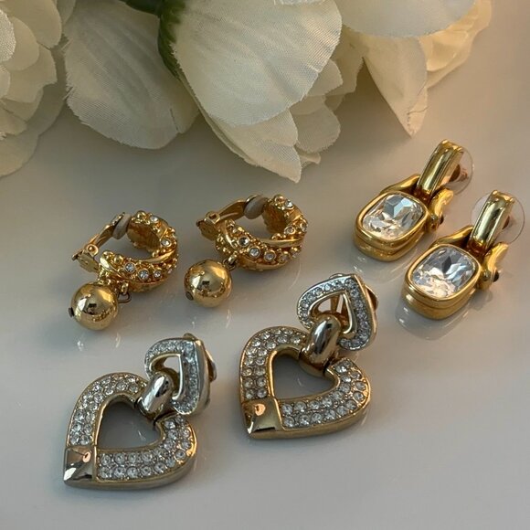 SWAROVSKI, CRAFT RHINESTONE EARRINGS COLLECTION (3) - Picture 1 of 10